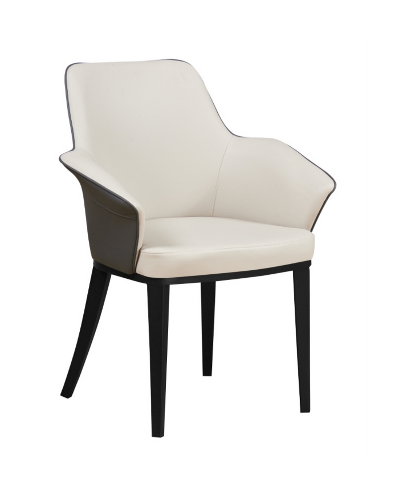 White Vinyl Armchair with Black Steel Legs