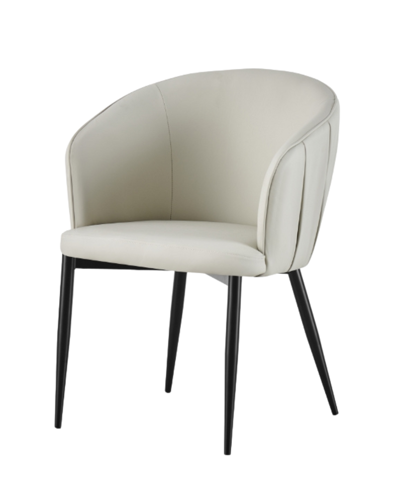 Indoor Chair with White Vinyl Back and Seat in Black Metal Legs