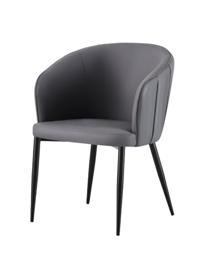 Indoor Chair with Grey Vinyl Back and Seat in Black Metal Legs