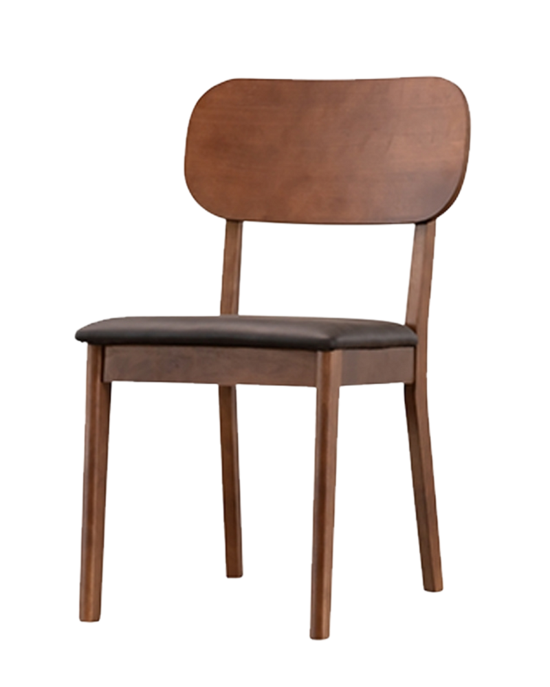 Brown Rubber Wood Chair with Dark Brown Seat