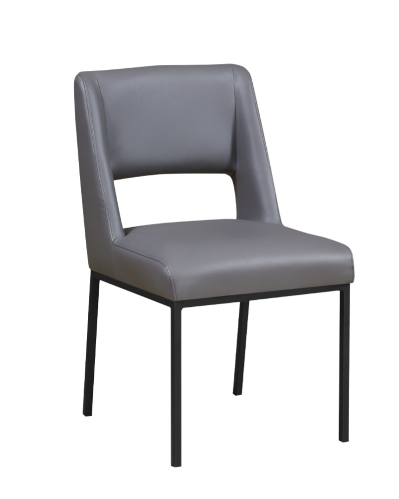 Indoor Grey Metal Chair with Grey Vinyl Seat and Back