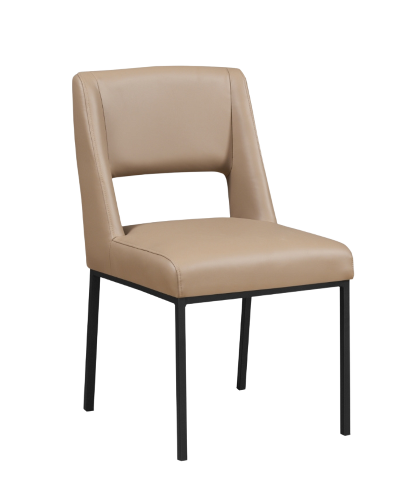 Indoor Beige Metal Chair with Beige Vinyl Seat and Back