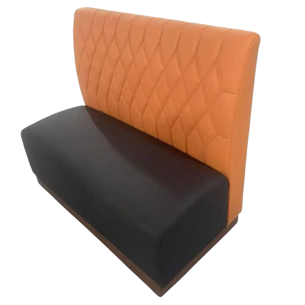 48” Single Booth with Black Seat and Orange Back
