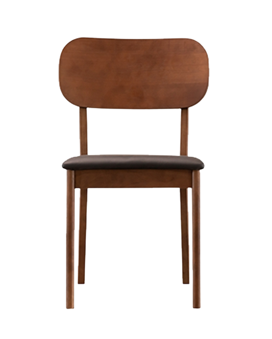 Brown Rubber Wood Chair with Dark Brown Seat