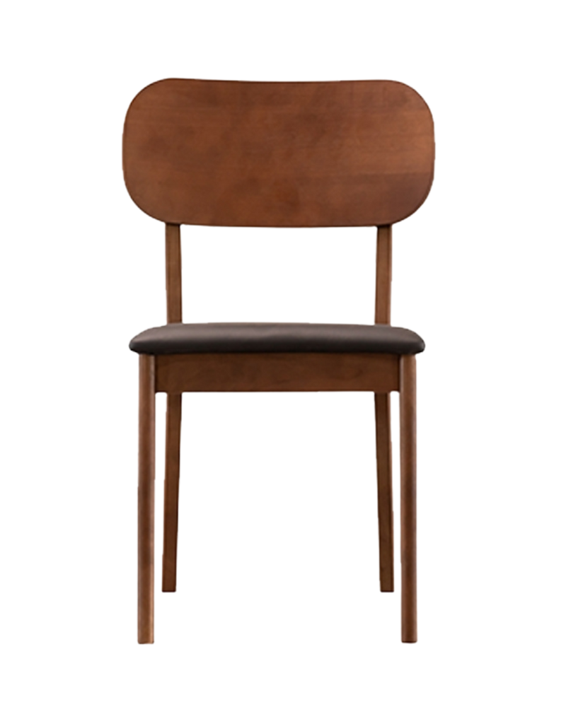 Brown Rubber Wood Chair with Dark Brown Seat
