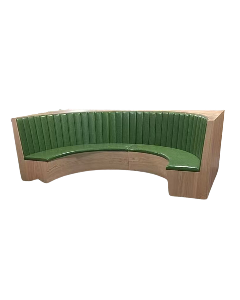 Circle Booth with Wood trim and Channel Back in Green Color