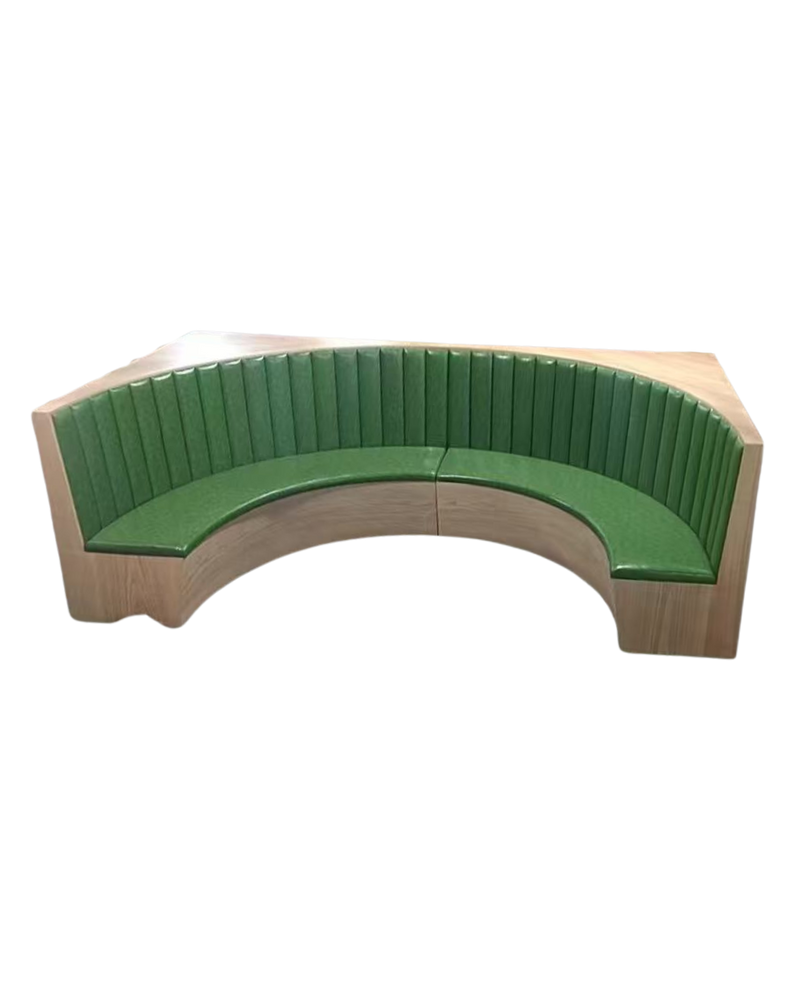 Circle Booth with Wood trim and Channel Back in Green Color