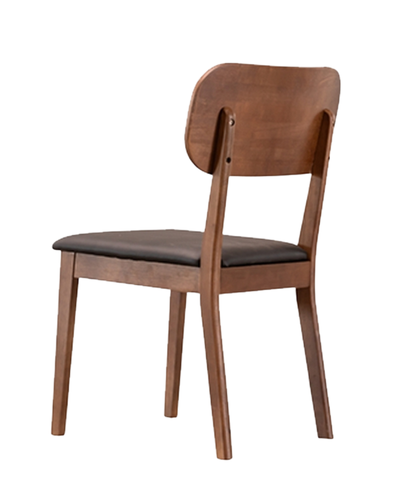 Brown Rubber Wood Chair with Dark Brown Seat