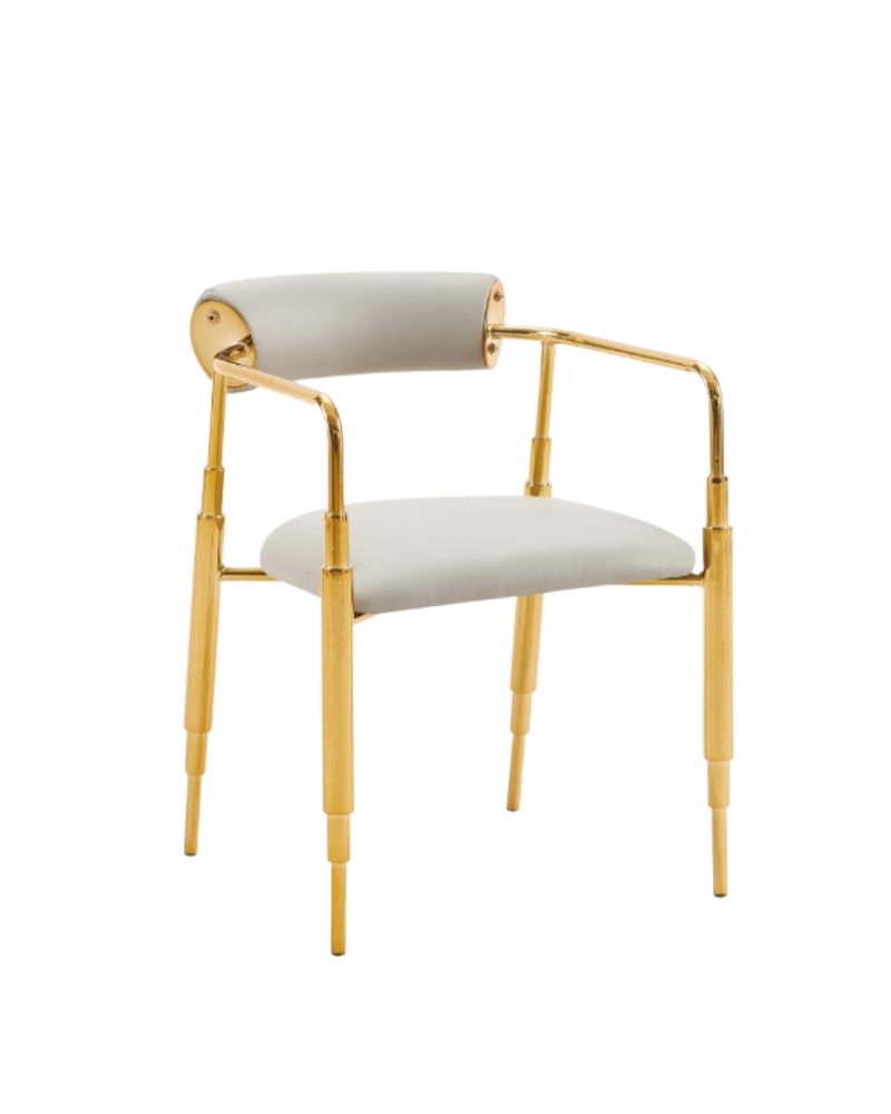 Beige Vinyl Seat and Back with Gold Frame