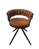 Indoor Modern Brown Chair with Diamond Pattern and Black Legs