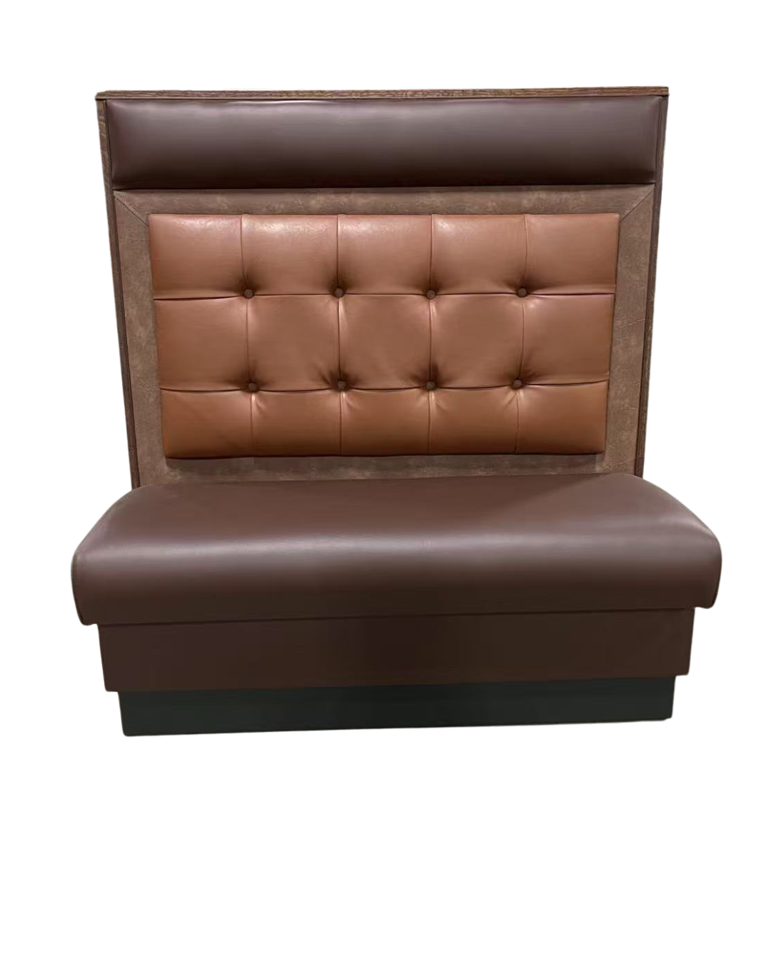 48" Single Booth with Brown Seat and Light Brown Tufted Back