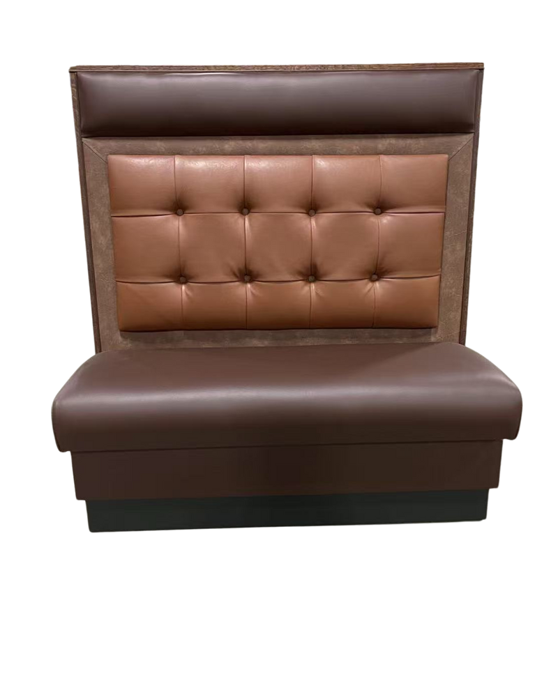 48" Single Booth with Brown Seat and Light Brown Tufted Back