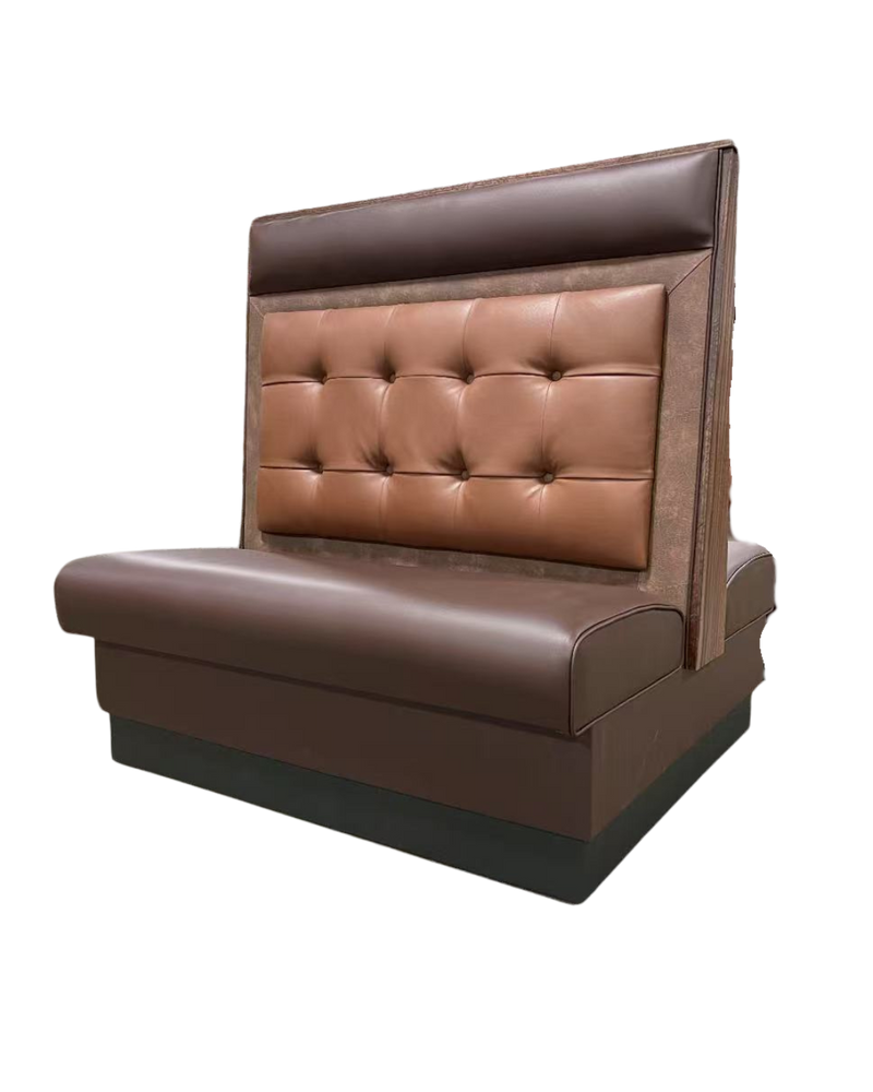 48" Double Booth with Brown Seat and Light Brown Tufted Back