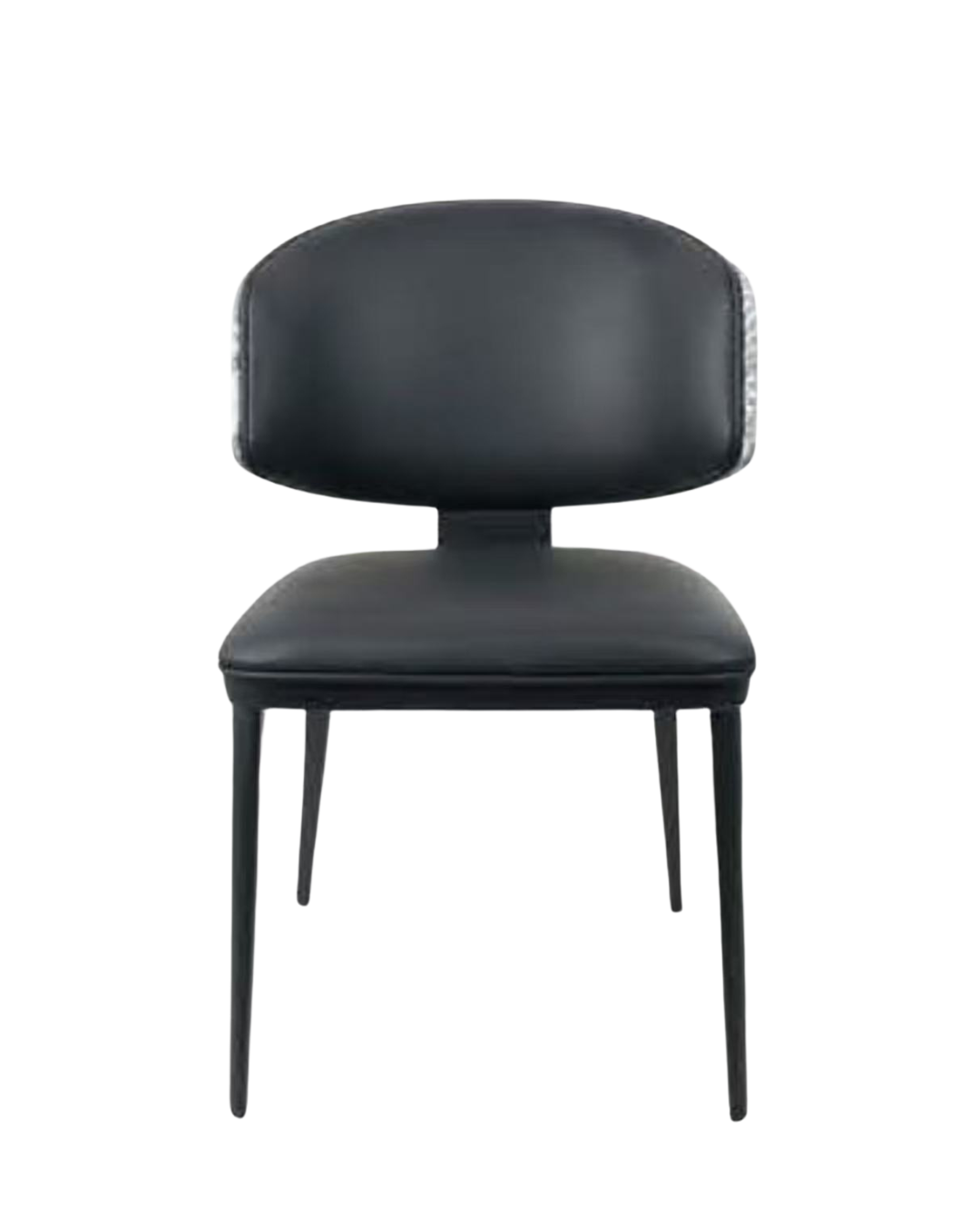 Metal Dining Chair with Black Upholstered Seat and Back