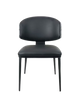 Metal Dining Chair with Black Upholstered Seat and Back