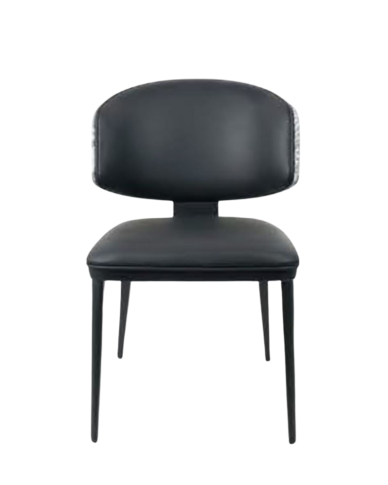 Metal Dining Chair with Black Upholstered Seat and Back