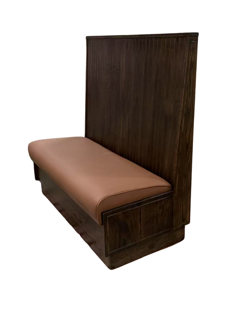 52" H Single Booth with Walnut Color Wood Back
