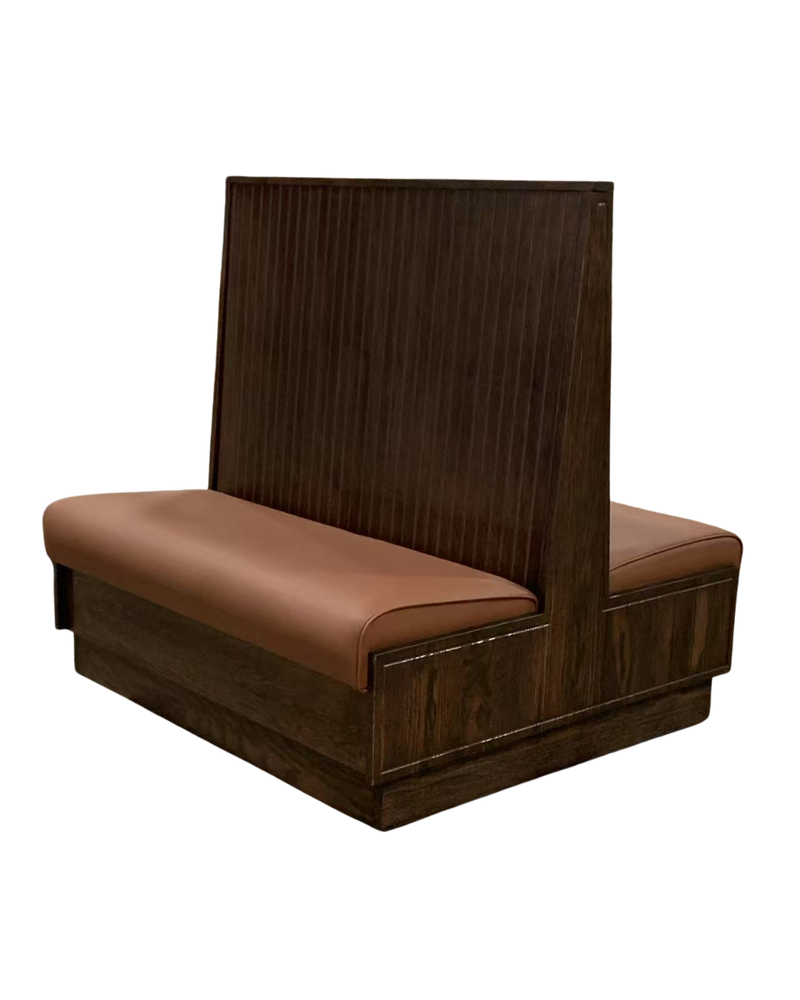 51" Double Booth with Walnut Color Wood Back