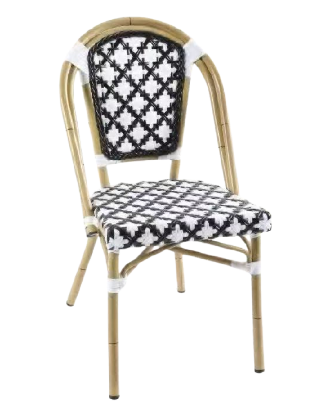 Aluminum Rattan Chair in Black & White
