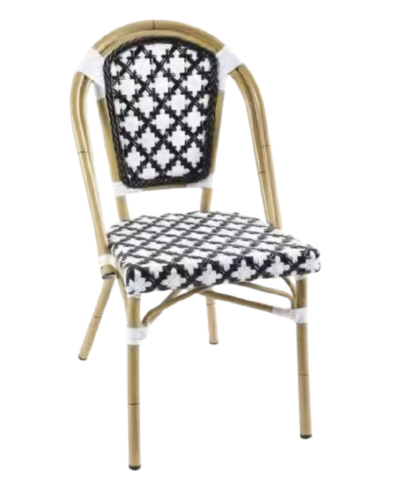 Aluminum Rattan Chair in Black & White