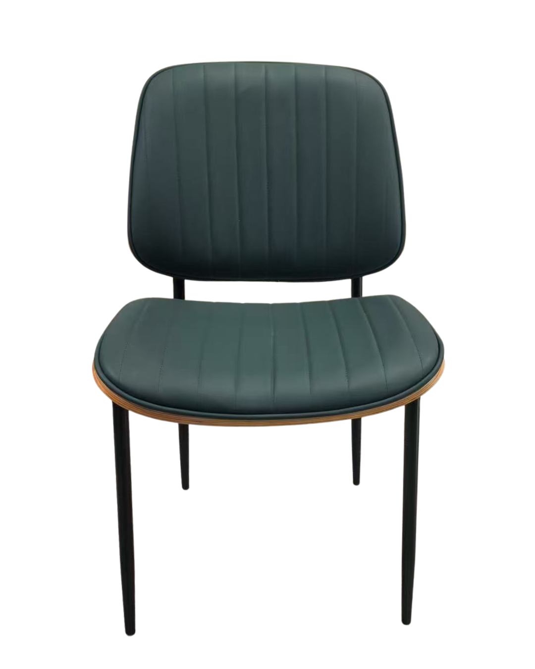 MId-Century Indoor Modern Metal Chair with Green Vinyl