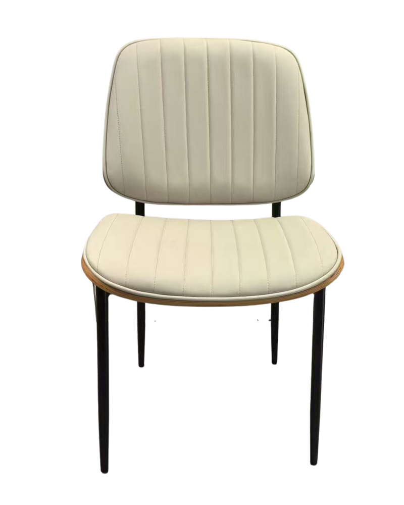 Mid-Century Indoor Modern Metal Chair with White Vinyl