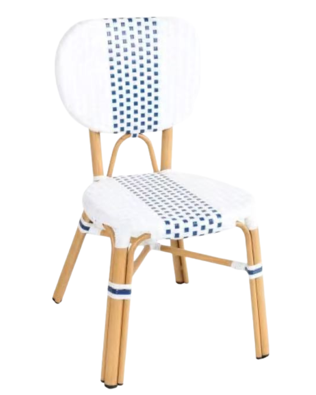Aluminum Rattan Chair in White & Blue
