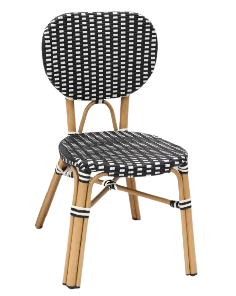 Aluminum Rattan Chair in Black & White