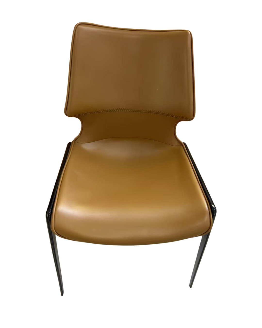 Camel Brown Vinyl Chair with Curved Backrest