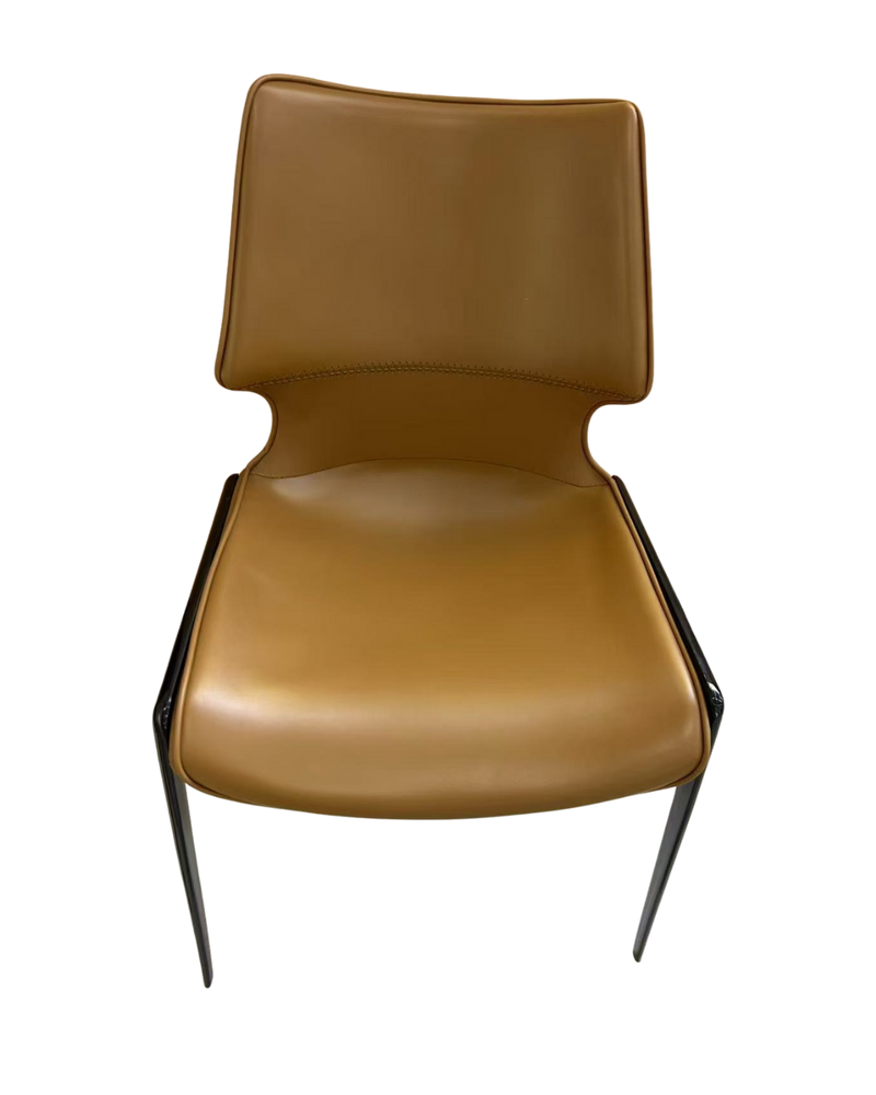 Camel Brown Vinyl Chair with Curved Backrest