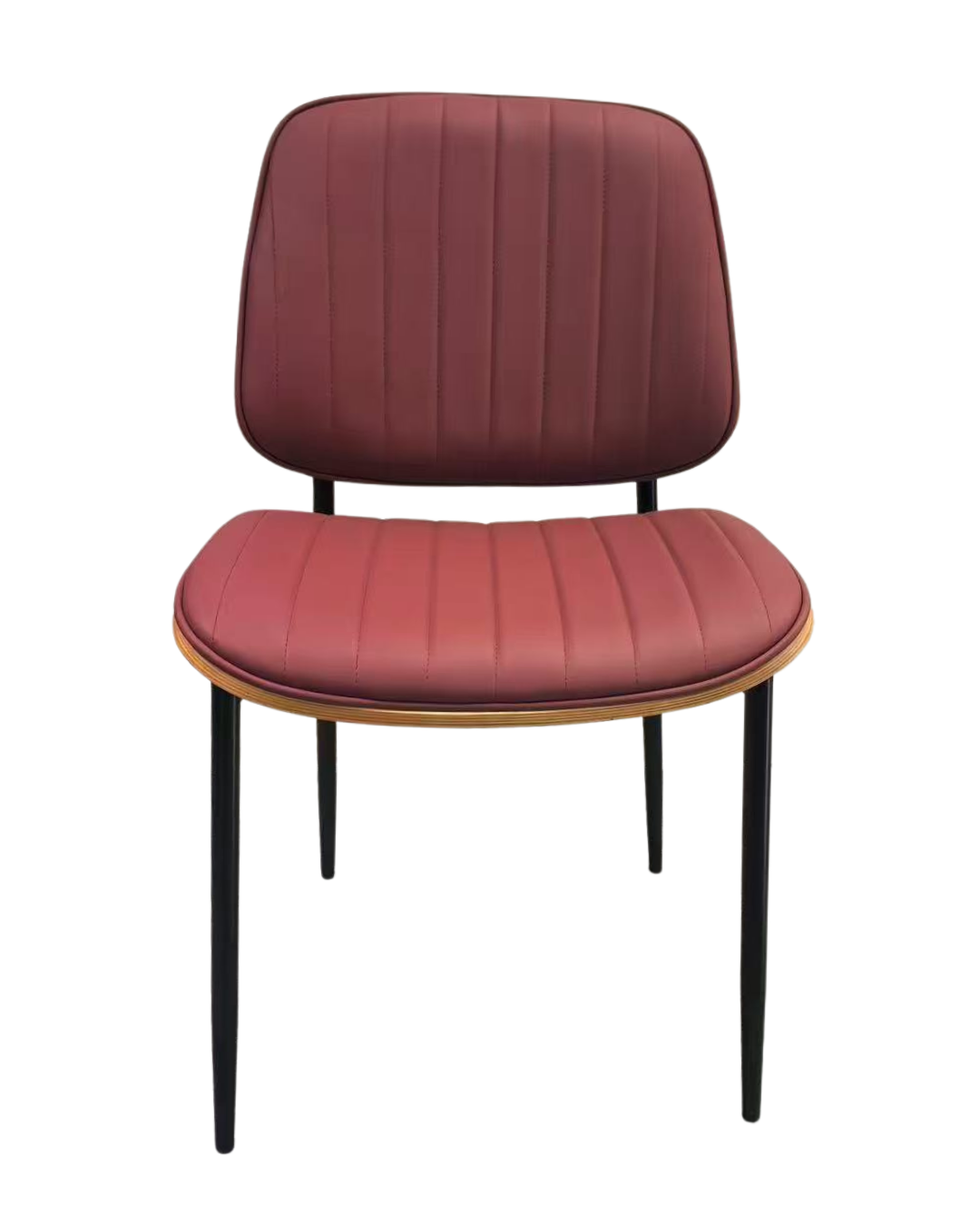 Mid-Century Indoor Modern Metal Chair with Red Vinyl