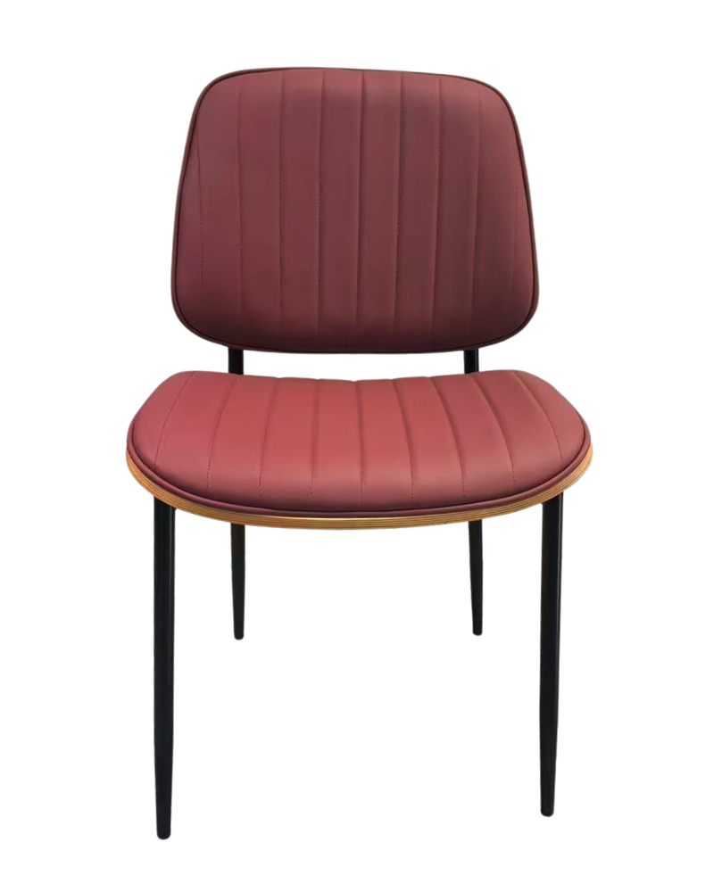 Mid-Century Indoor Modern Metal Chair with Red Vinyl