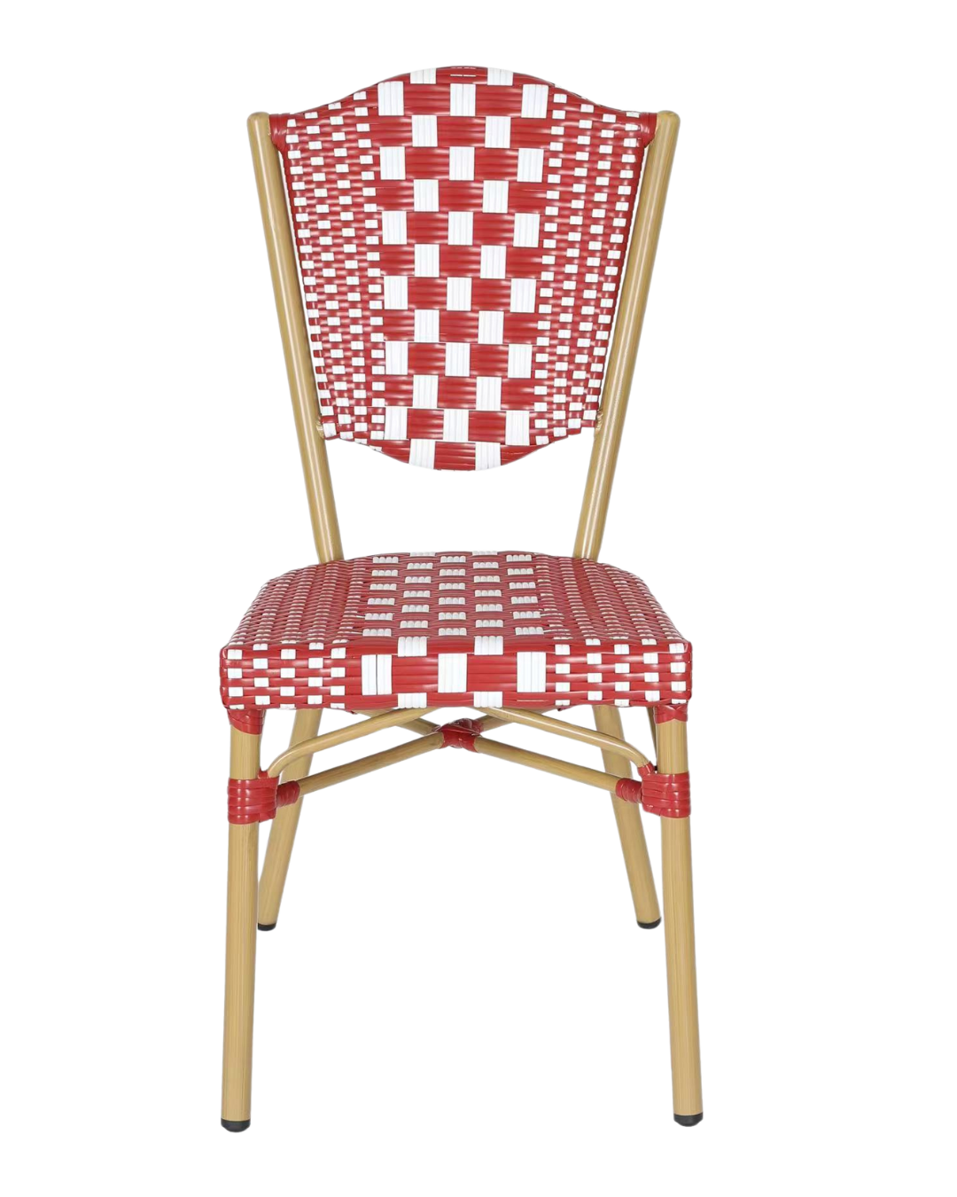 Aluminum Rattan Chair in Red & White