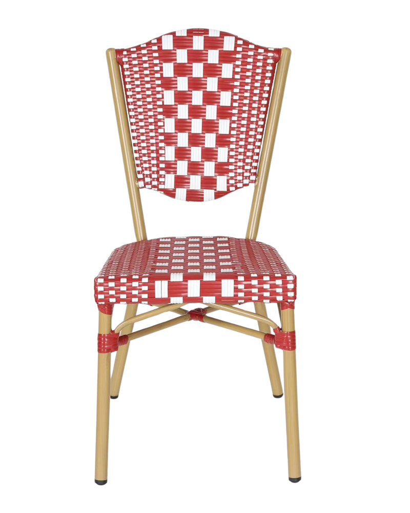 Aluminum Rattan Chair in Red & White