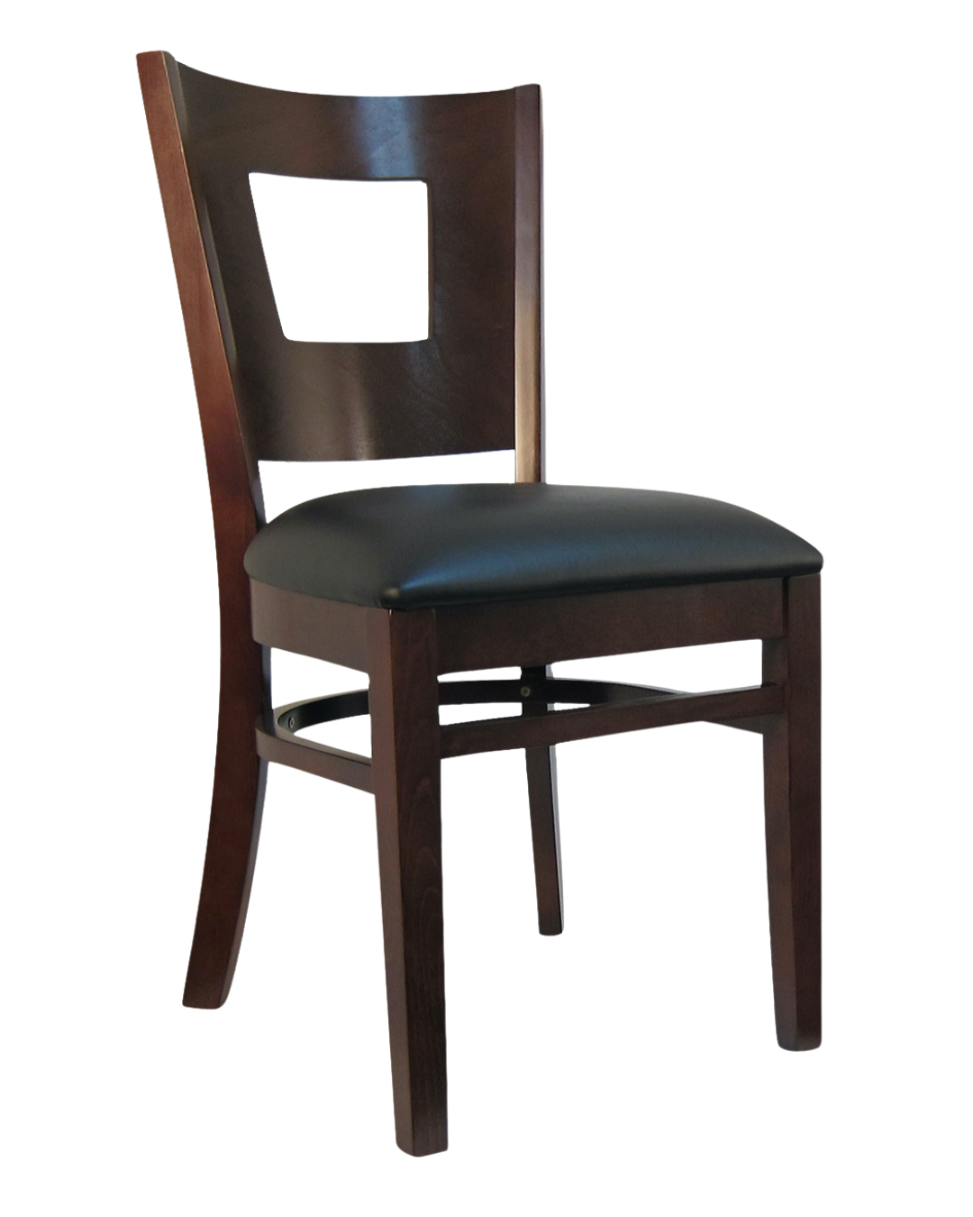 Dark Walnut Wood Chair with Black Seat