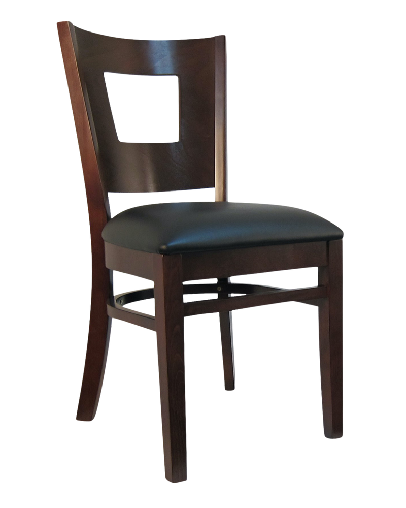 Dark Walnut Wood Chair with Black Seat