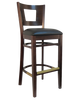 Dark Walnut Wood Barstool with Black Seat