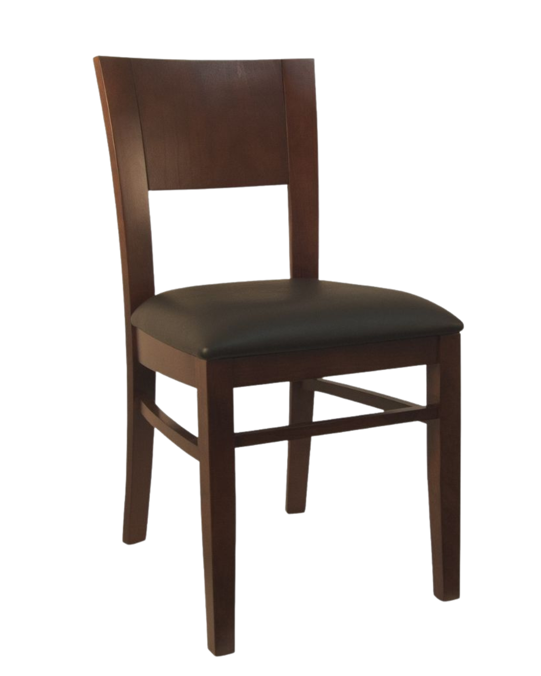 Dark Walnut Wood Chair with Black Vinyl Seat