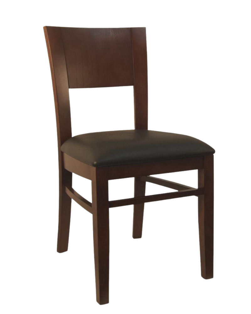 Dark Walnut Wood Chair with Black Vinyl Seat