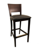 Dark Walnut Wood Barstool with Black Vinyl Seat