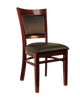 Dark Walnut Wood Chair with Black Vinyl Seat & Back