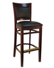 Dark Walnut Wood Barstool with Black Vinyl Seat & Back