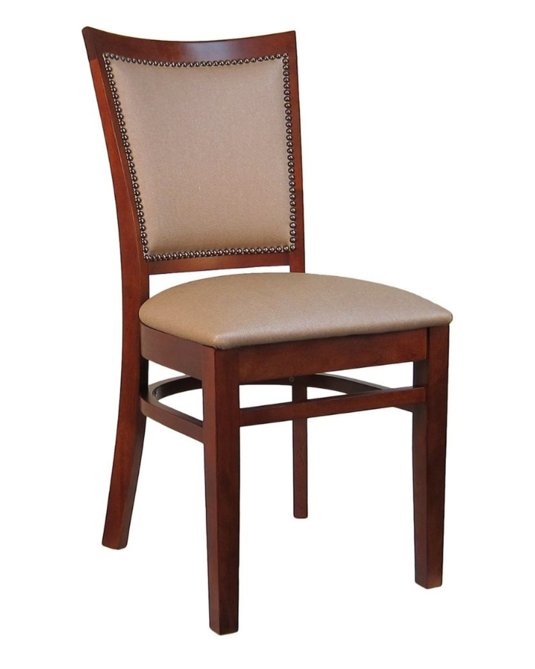 Brown Wood Chair with Tan Seat & Back