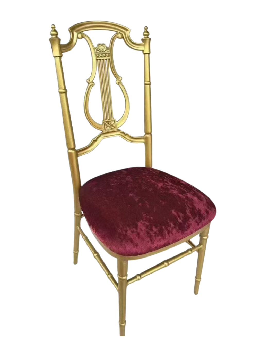 Gold Aluminum Frame Chair with Fabric Red Seat