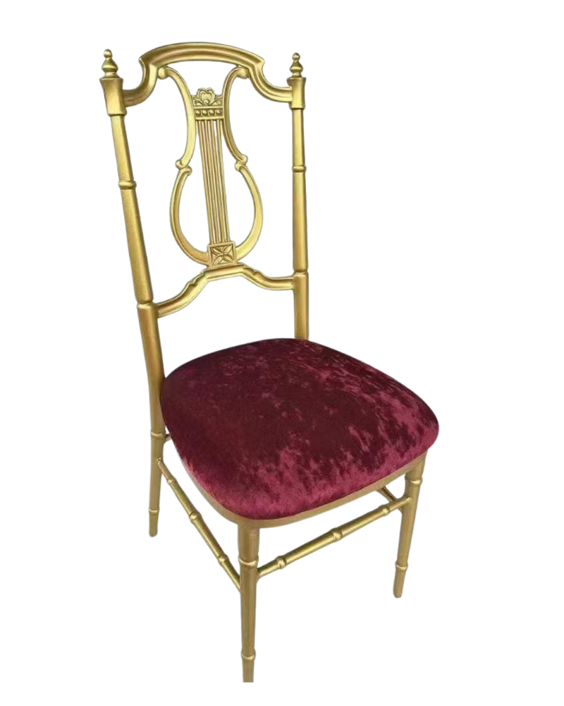 Gold Aluminum Frame Chair with Fabric Red Seat