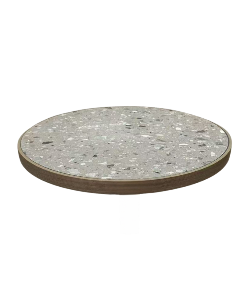 Sintered Stone Table Top with Gold Stainless Steel Edge