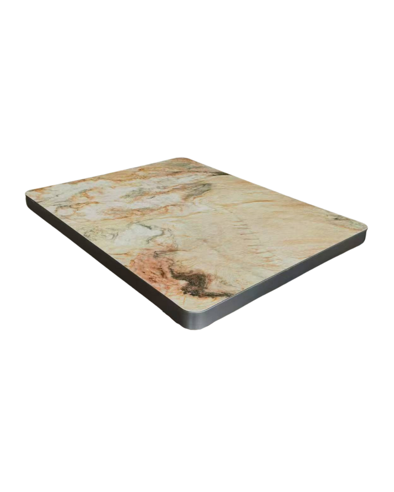 Sintered Stone Table Top with Stainless Steel Edge