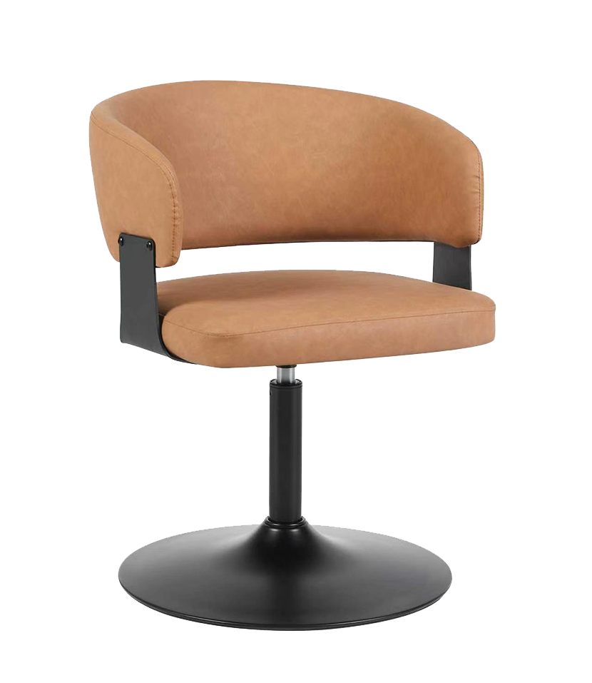 Indoor Metal Chair W/ Brown Seat, Finish Black Frame