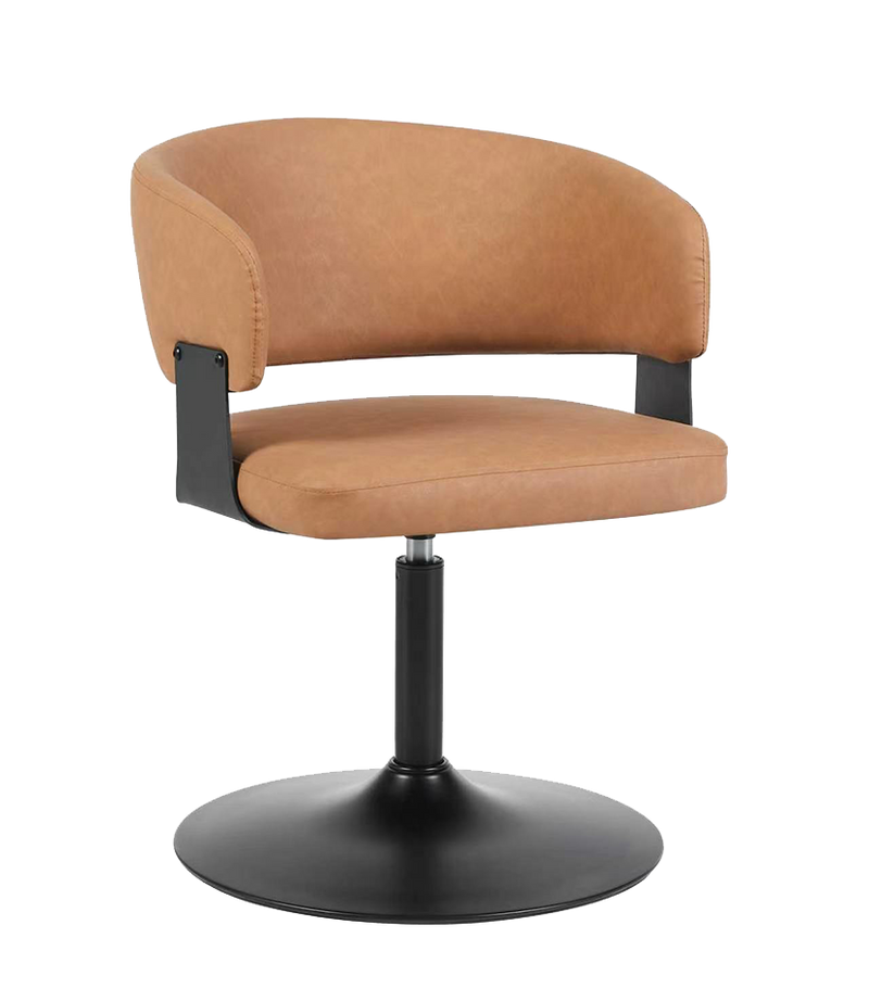 Indoor Metal Chair W/ Brown Seat, Finish Black Frame