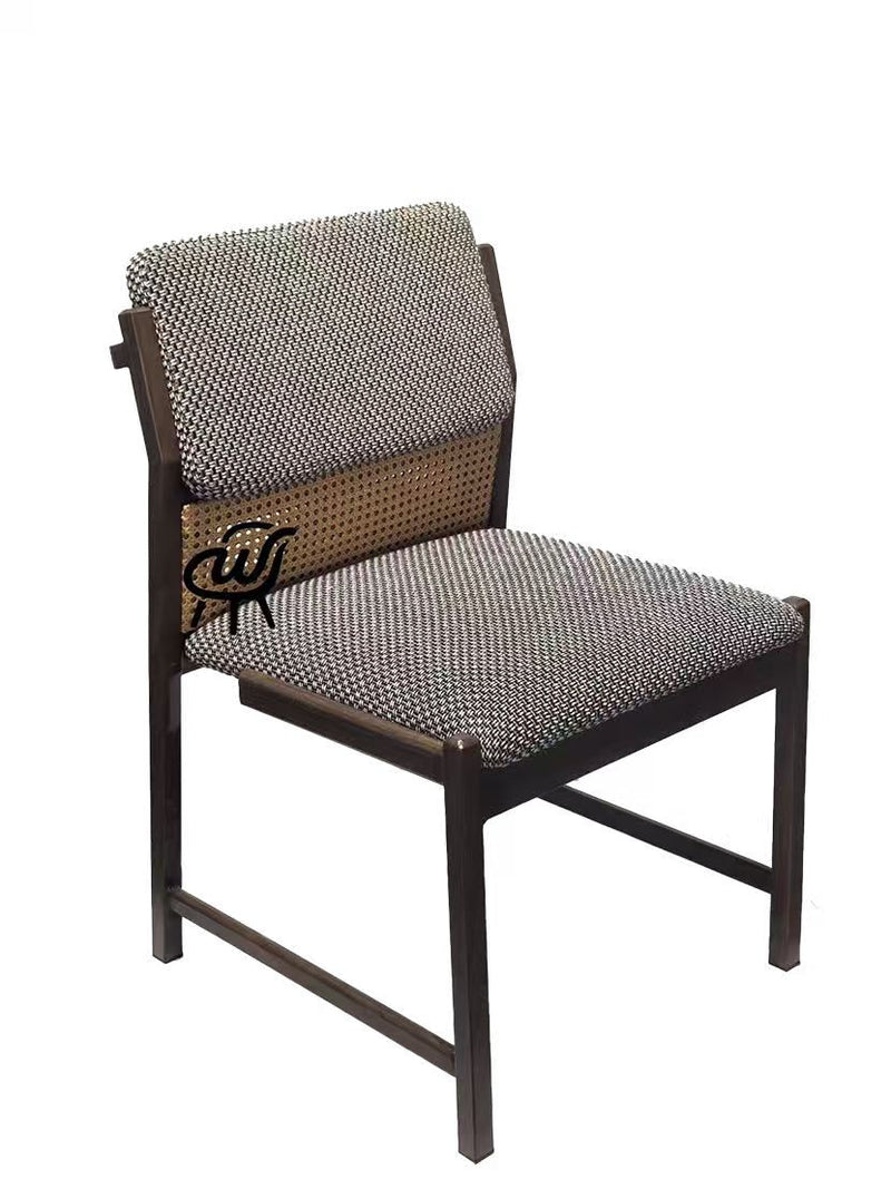 Indoor Metal Chair w/ Cane Back Accent, Finish Walnut